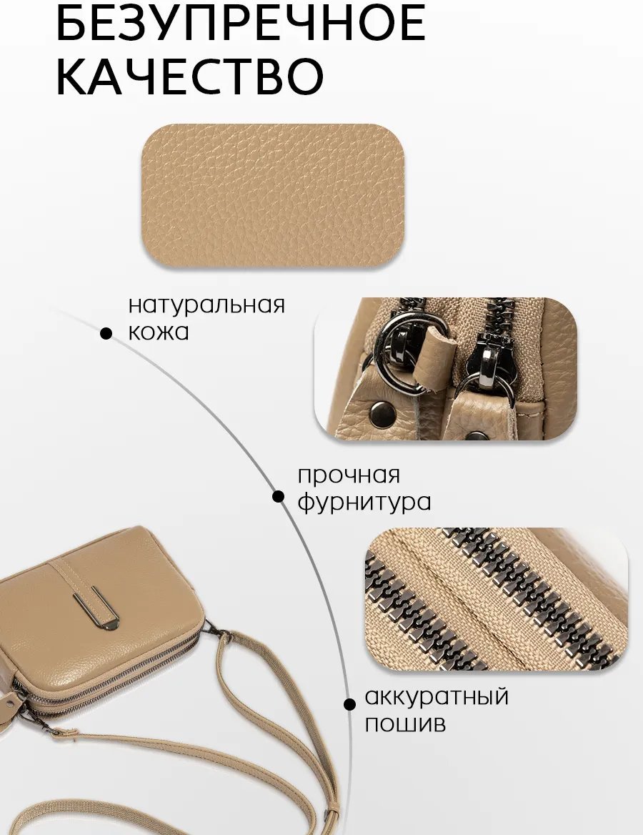 Сумка кросс-боди Fexobag натуральная кожа бежевый