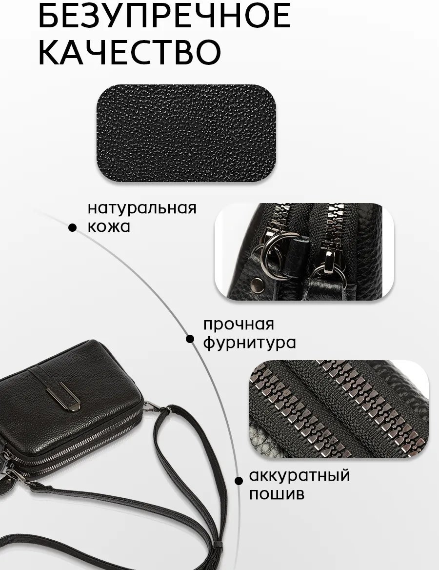 Сумка кросс-боди Fexobag натуральная кожа черный