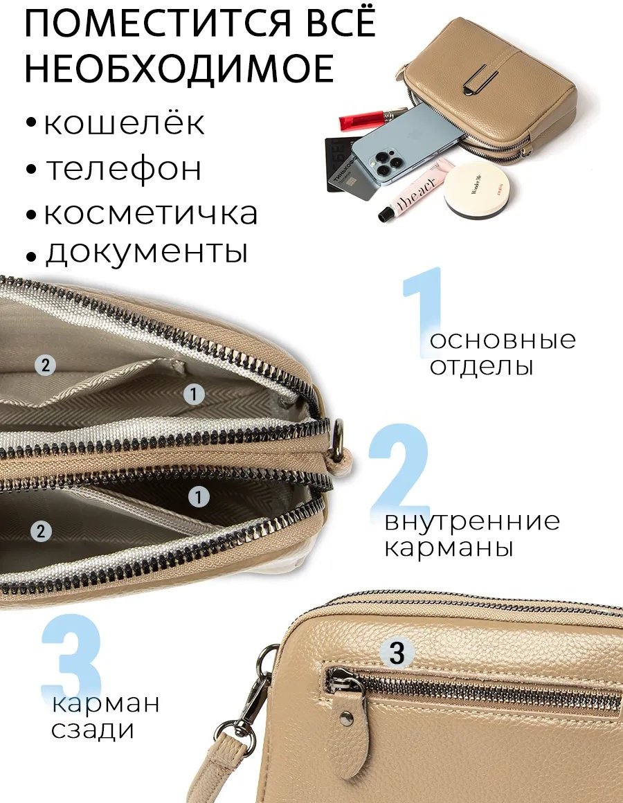 Сумка кросс-боди Fexobag натуральная кожа бежевый