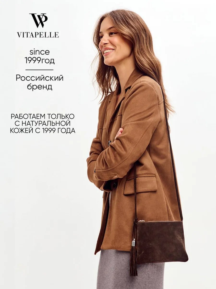 Сумка кросс-боди Vitapelle натуральная кожа коричневый купить,NaN