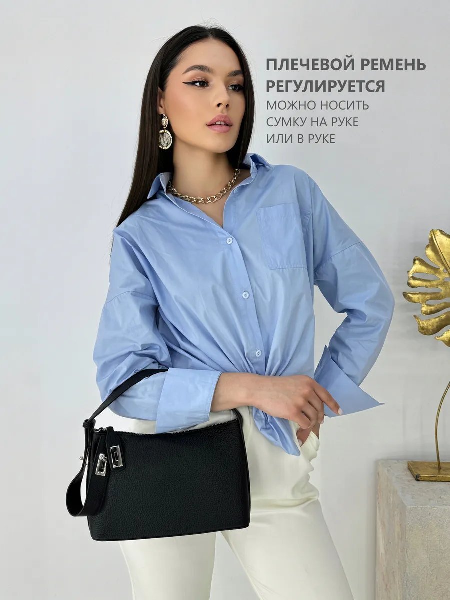 Сумка багет L.I.Z.I натуральная кожа черный купить,NaN