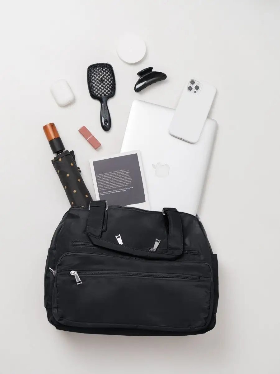 Сумка шоппер EVERBAG нейлон черный купить,NaN