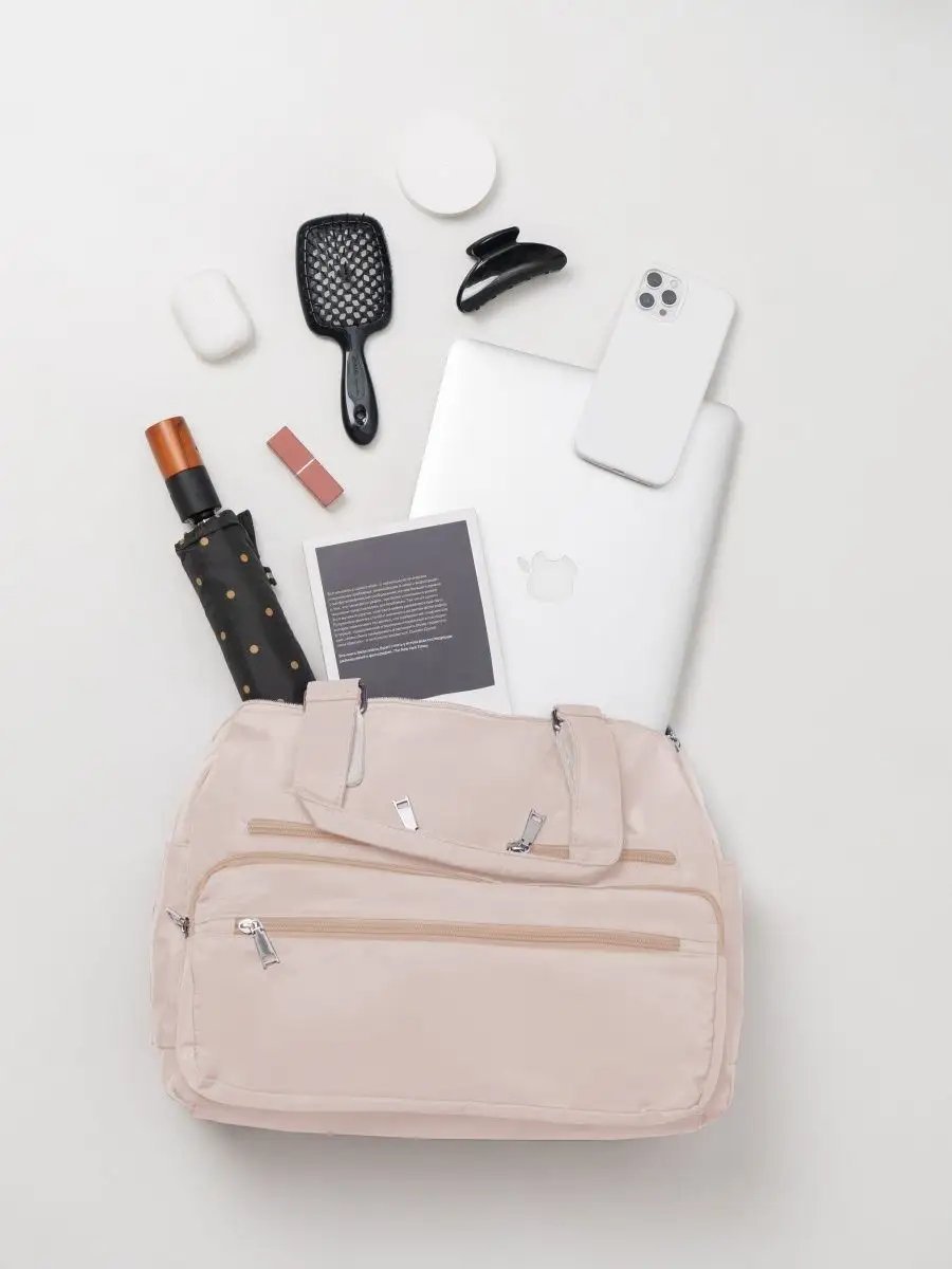 Сумка шоппер EVERBAG нейлон бежевый купить,NaN