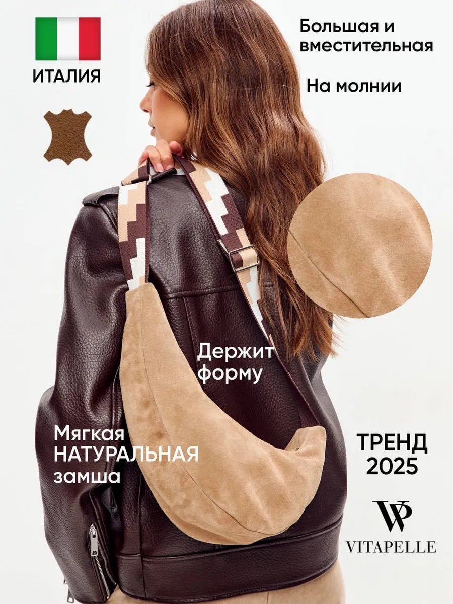 Мини-сумка Vitapelle полиэстер бежевый купить,NaN