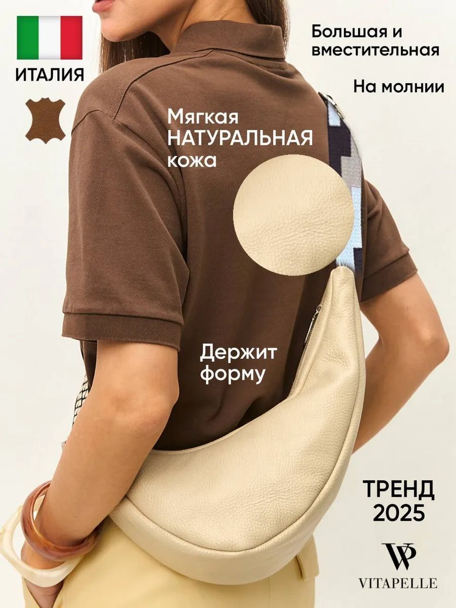 Мини-сумка Vitapelle натуральная кожа бежевый купить,NaN