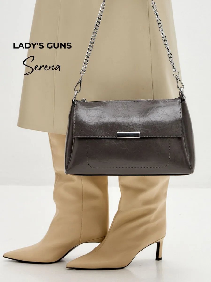 Сумка кросс-боди Lady's Guns натуральная кожа серый купить,NaN
