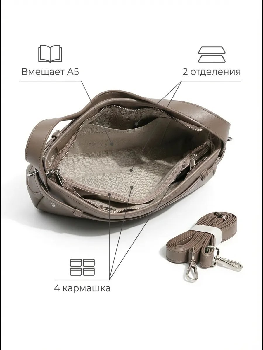 Мини-сумка Kella экокожа серый купить,NaN