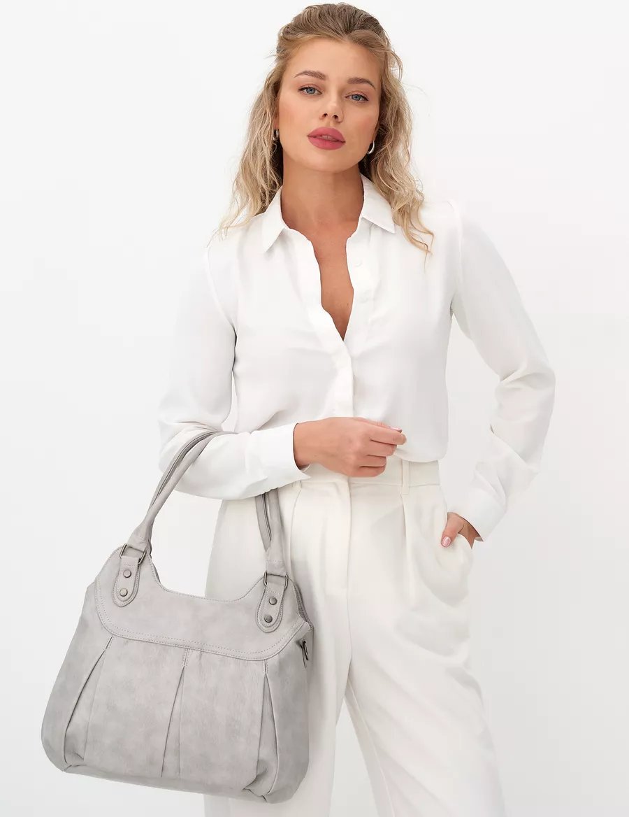 Сумка шоппер ICONIC BAGS искусственная кожа серый купить,NaN