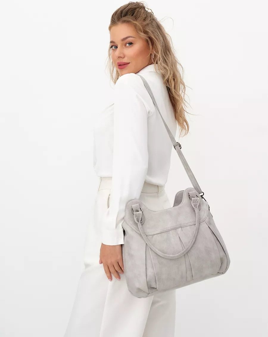 Сумка шоппер ICONIC BAGS искусственная кожа серый купить,NaN