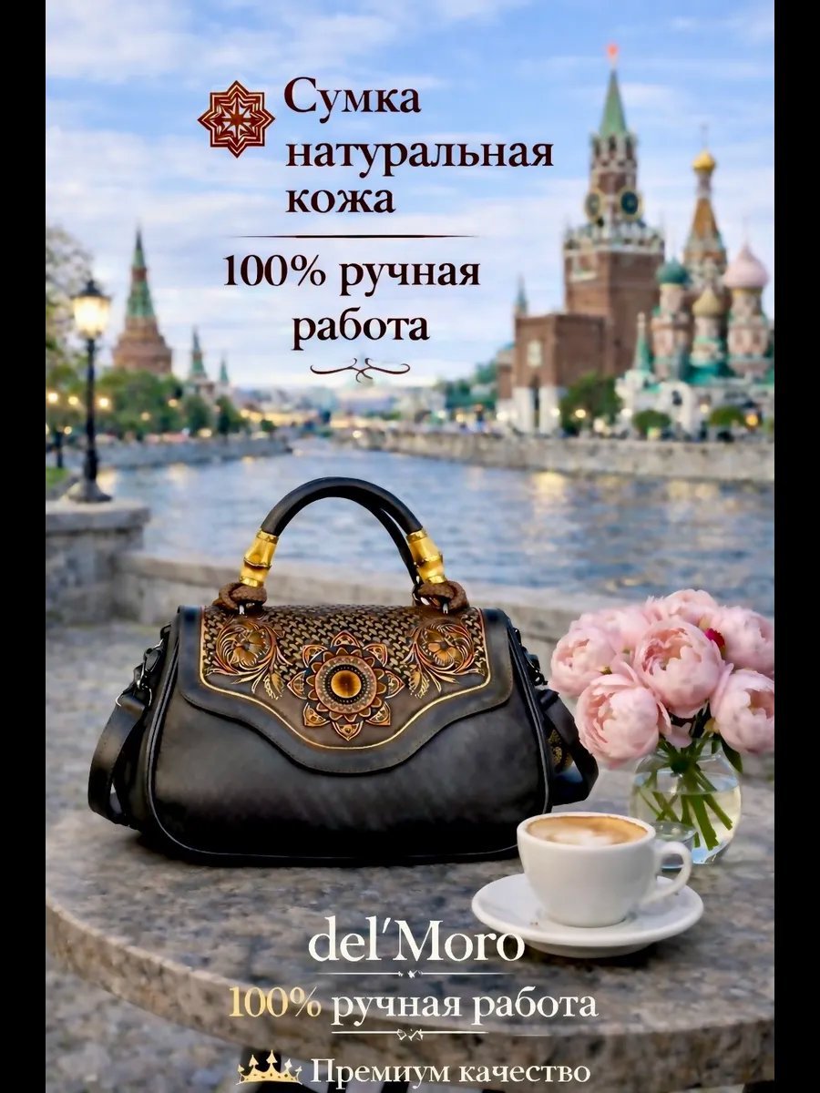 Мини-сумка del'Moro хлопок коричневый купить,NaN