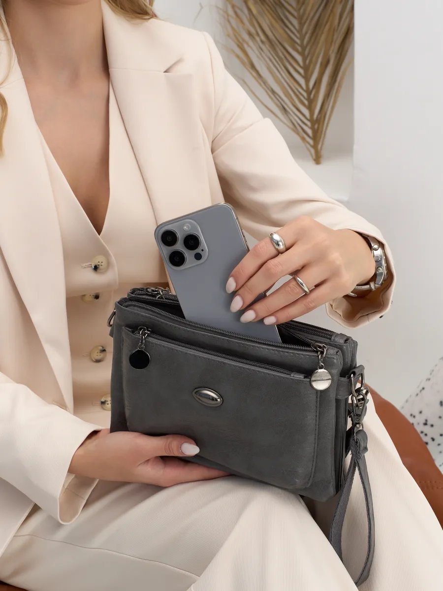 Сумка багет Lady bags экокожа серый купить,NaN
