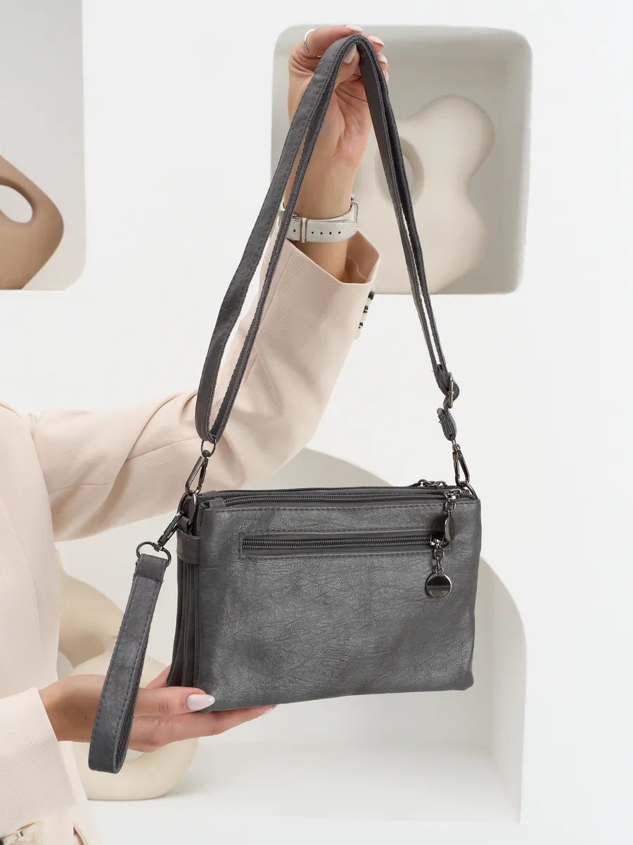 Сумка багет Lady bags экокожа серый купить,NaN