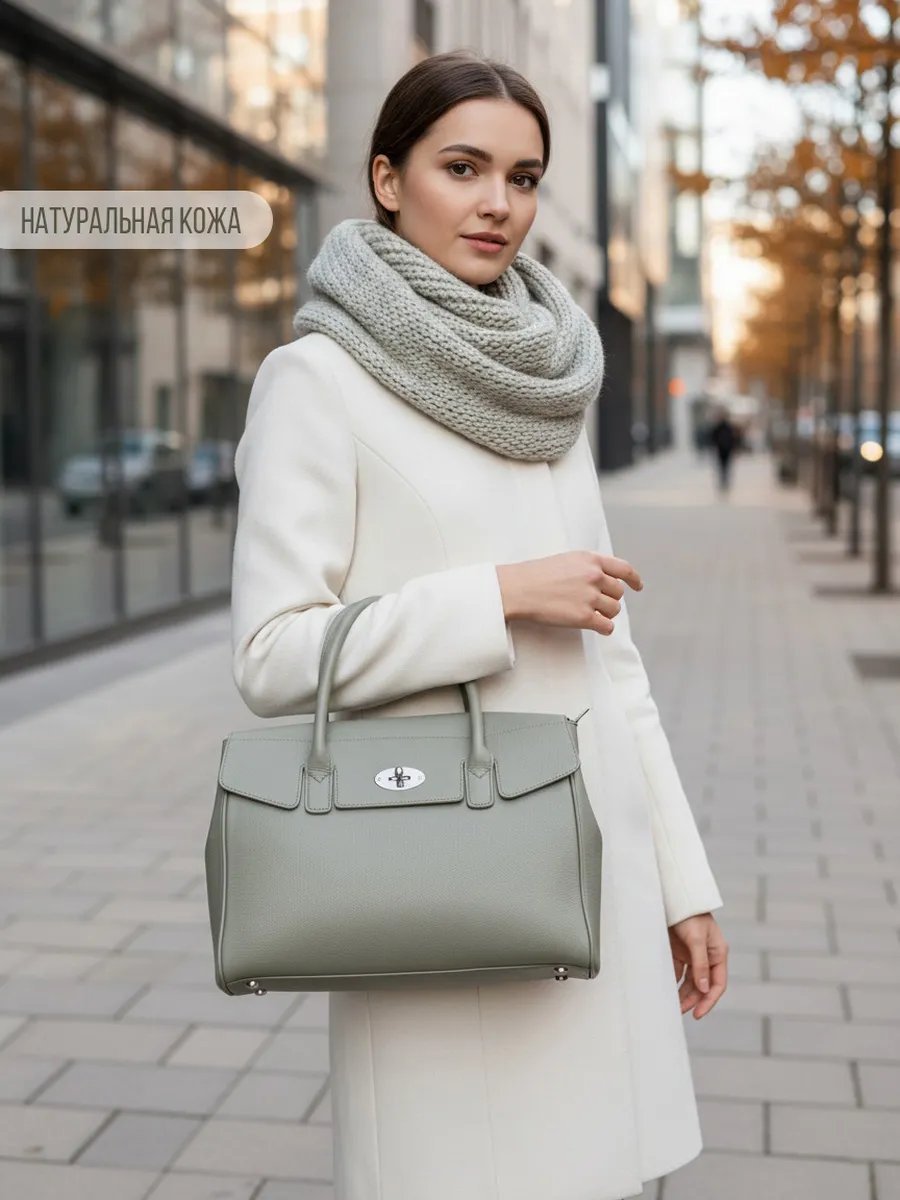 Сумка тоут Alleta Brunio натуральная кожа зеленый купить,NaN