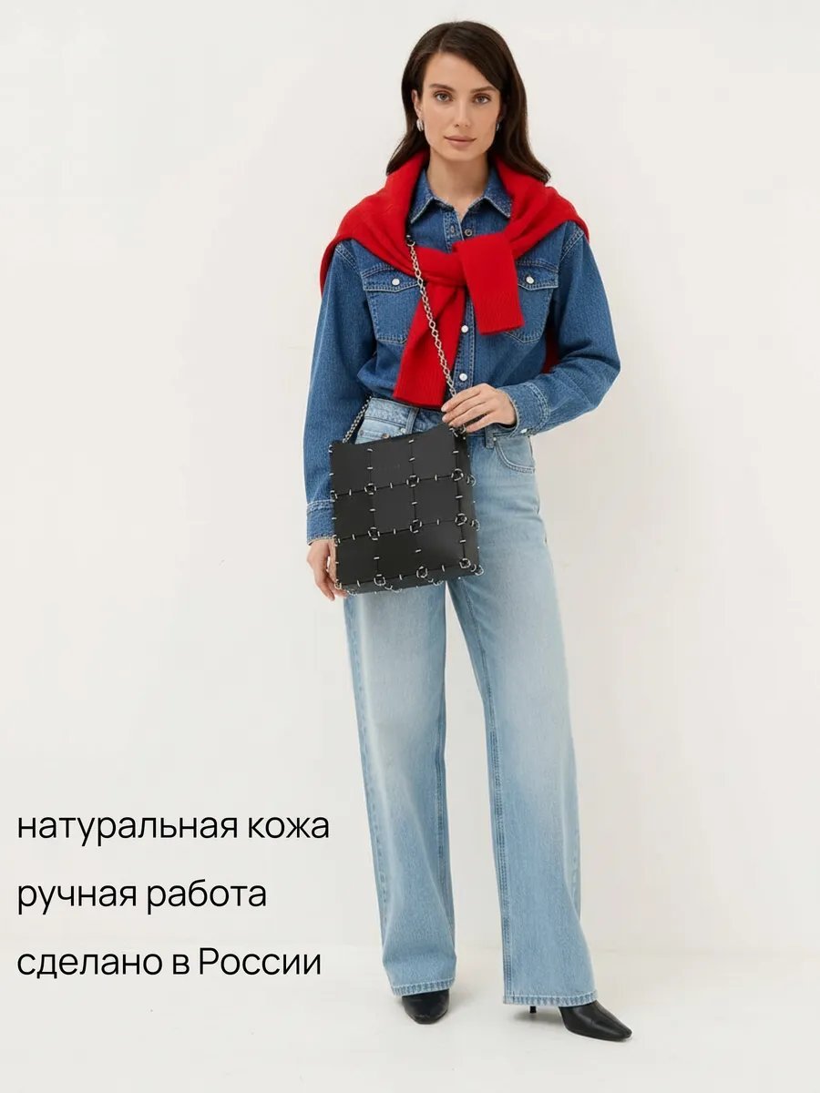 Сумка кросс-боди IamDi натуральная кожа черный купить,NaN