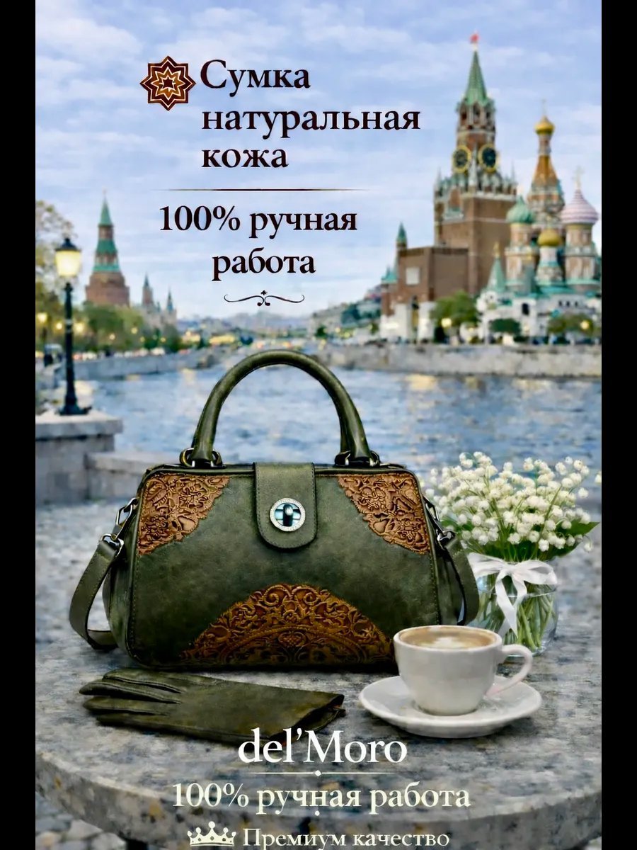 Мини-сумка del'Moro хлопок зеленый купить,NaN