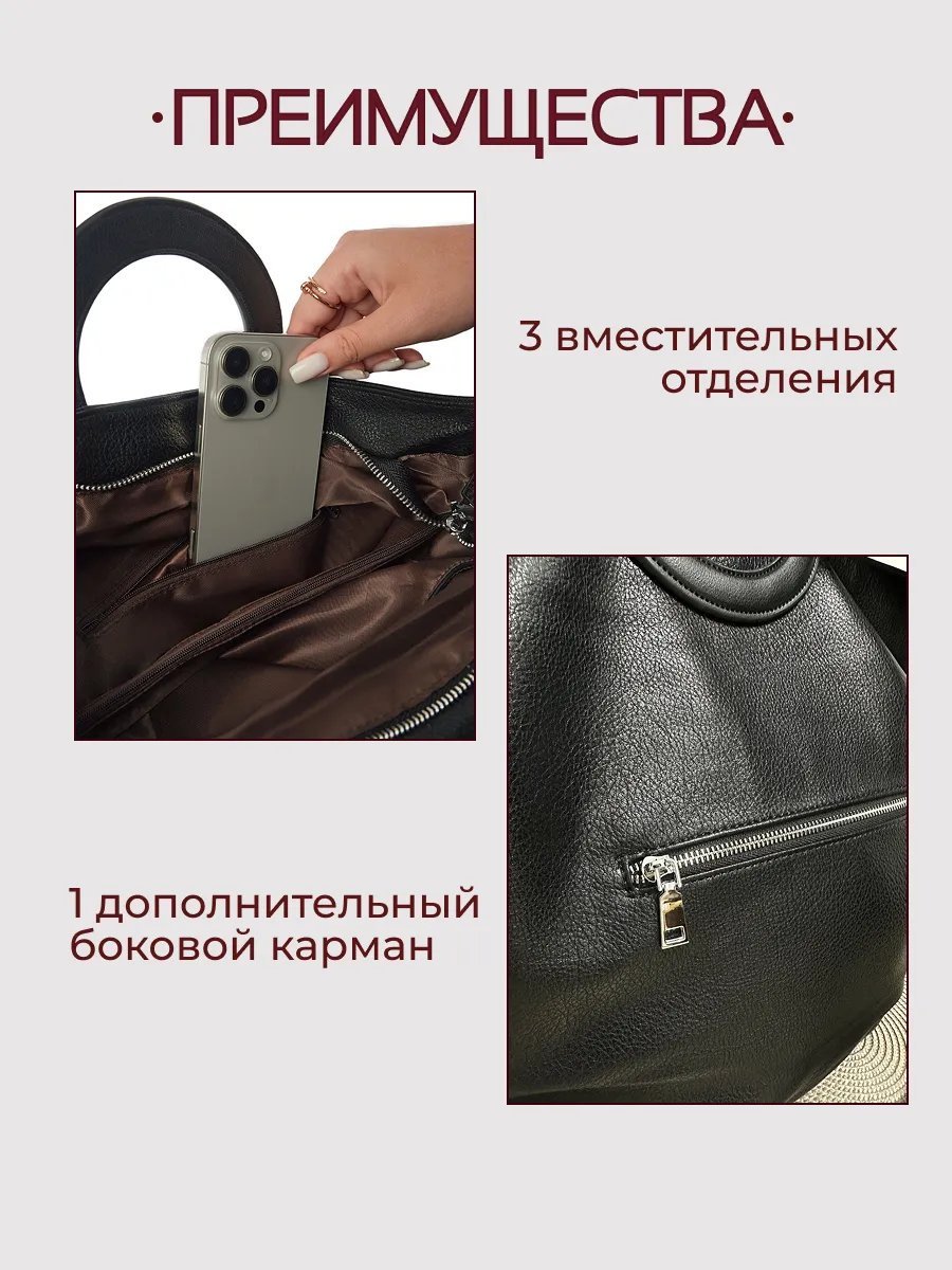 Сумка шоппер Rambikas экокожа черный купить,NaN