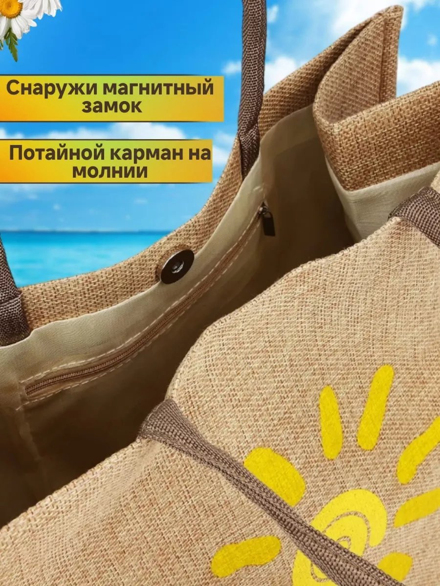 Сумка шоппер MegaPoliss джут желтый купить,NaN