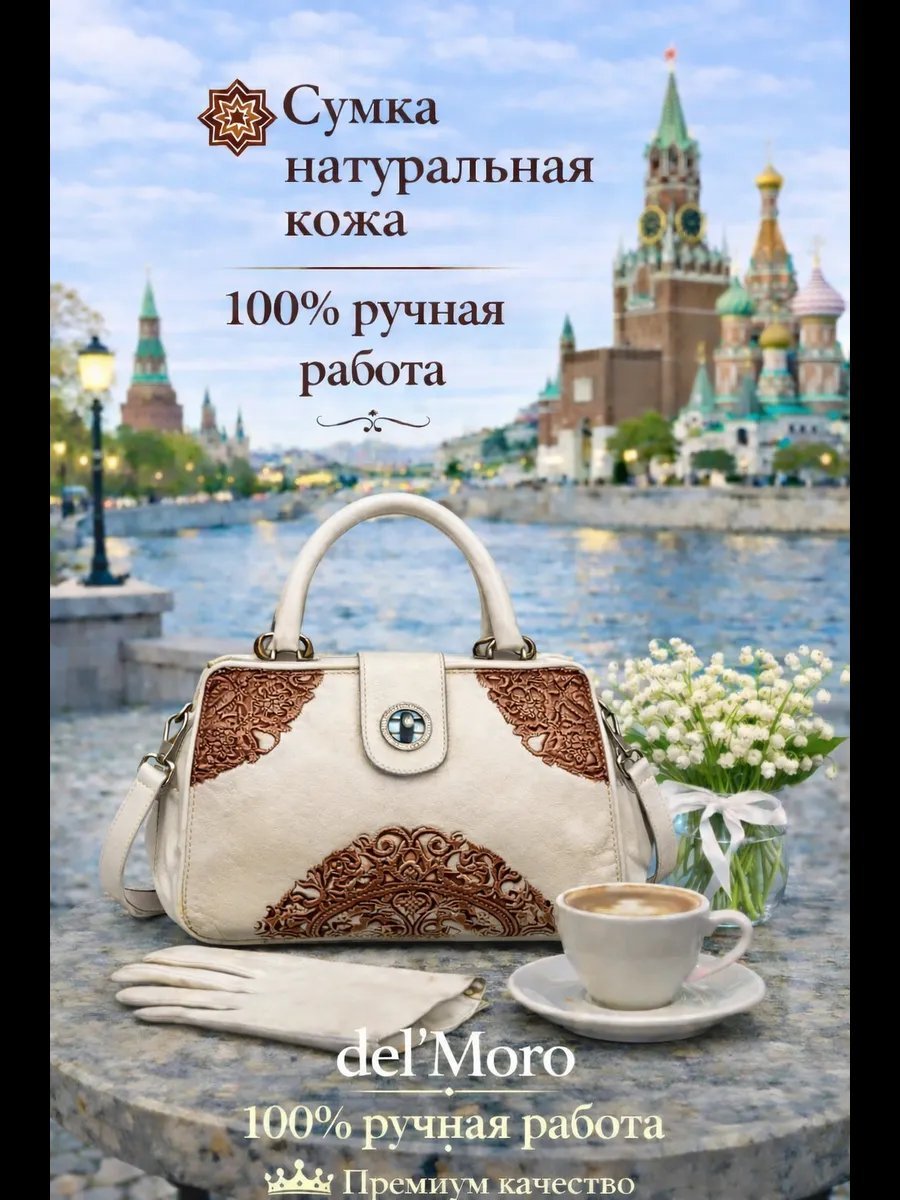 Мини-сумка del'Moro хлопок белый купить,NaN