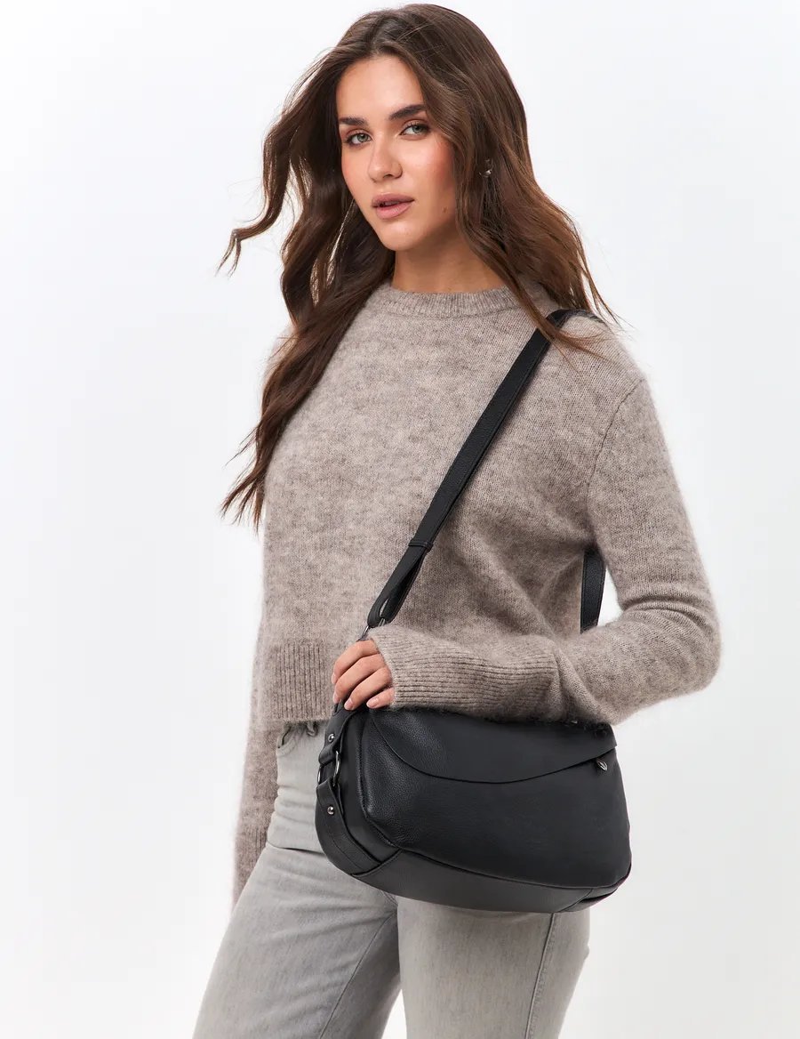 Сумка кросс-боди FEELBAGS натуральная кожа черный купить,NaN