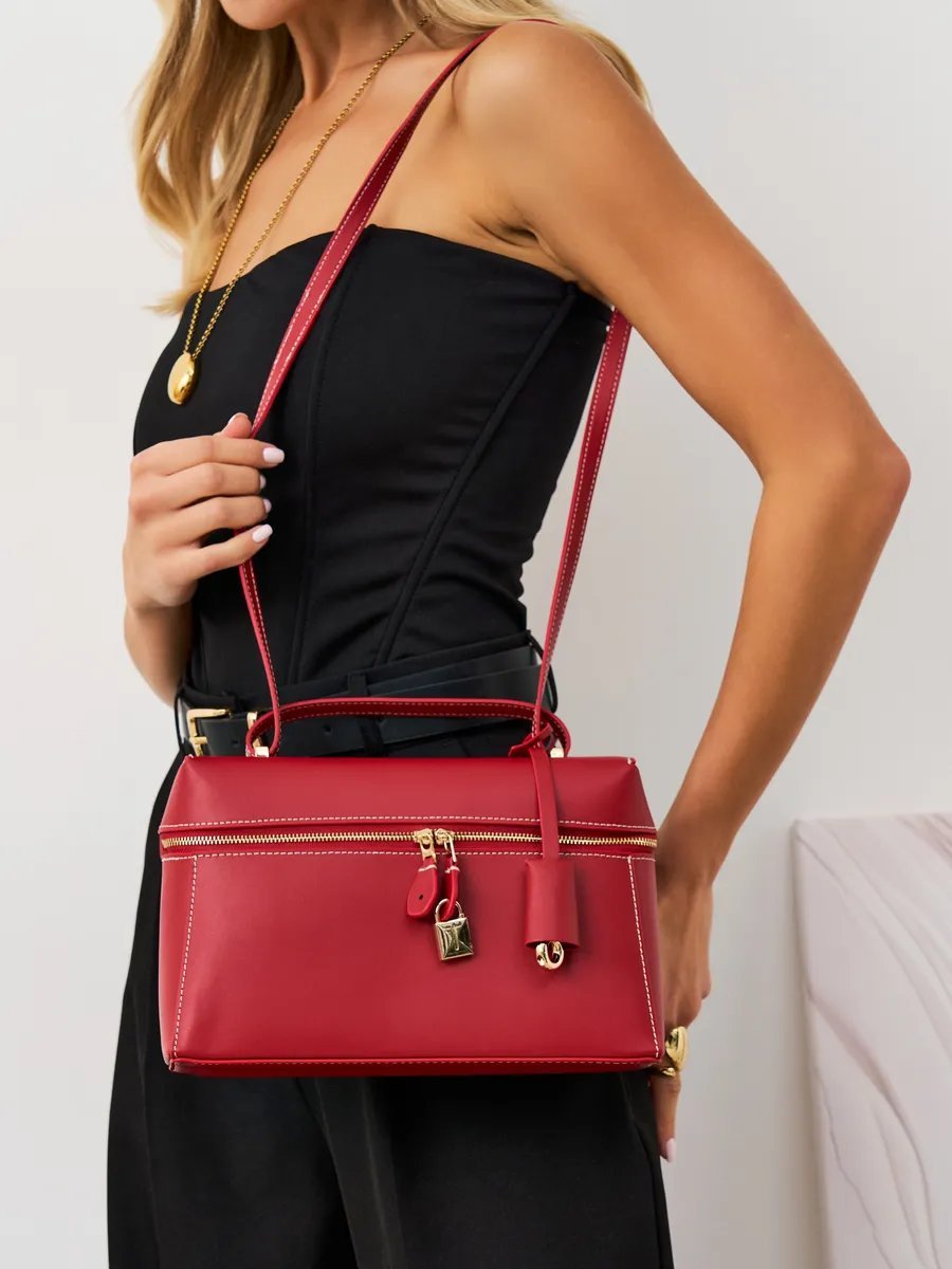Сумка кросс-боди VivaLaBag натуральная кожа красный купить,NaN