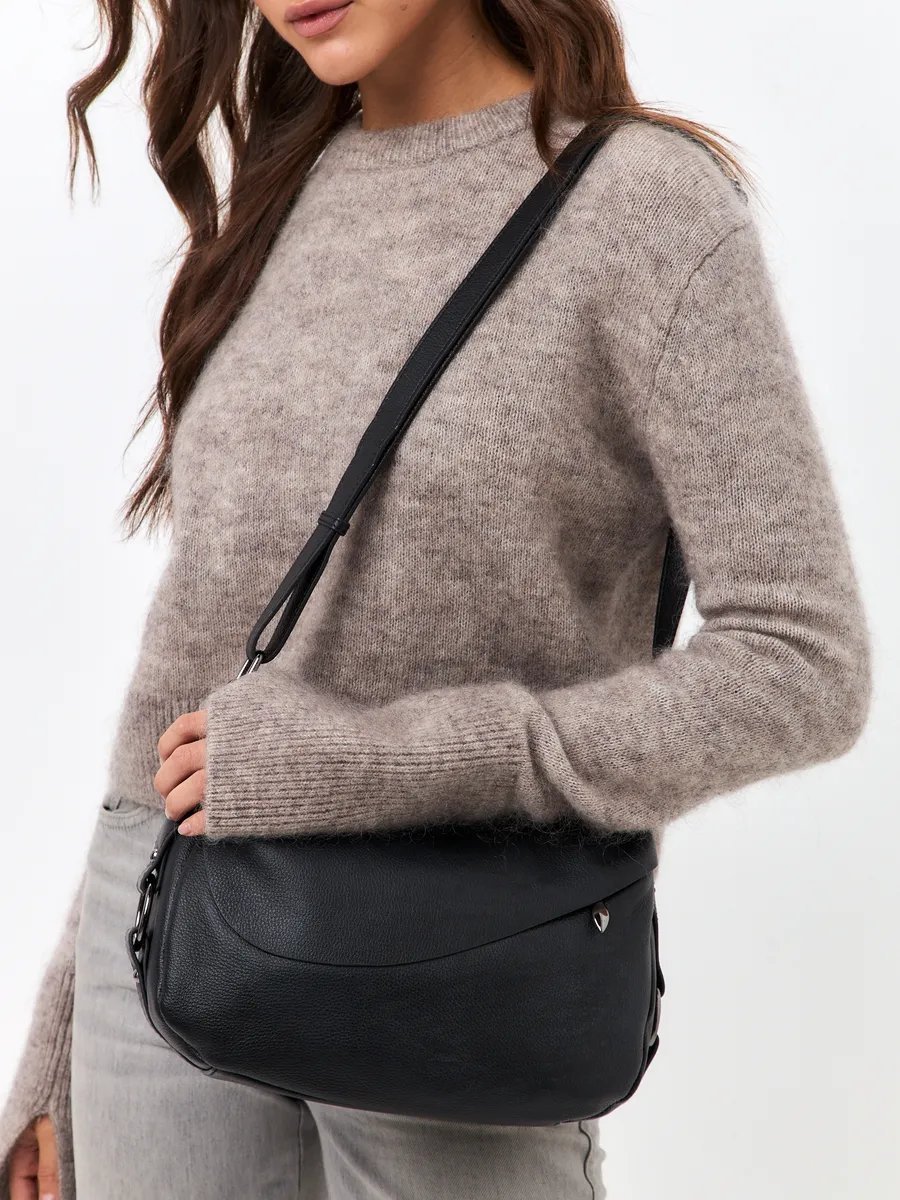 Сумка кросс-боди FEELBAGS натуральная кожа черный купить,NaN
