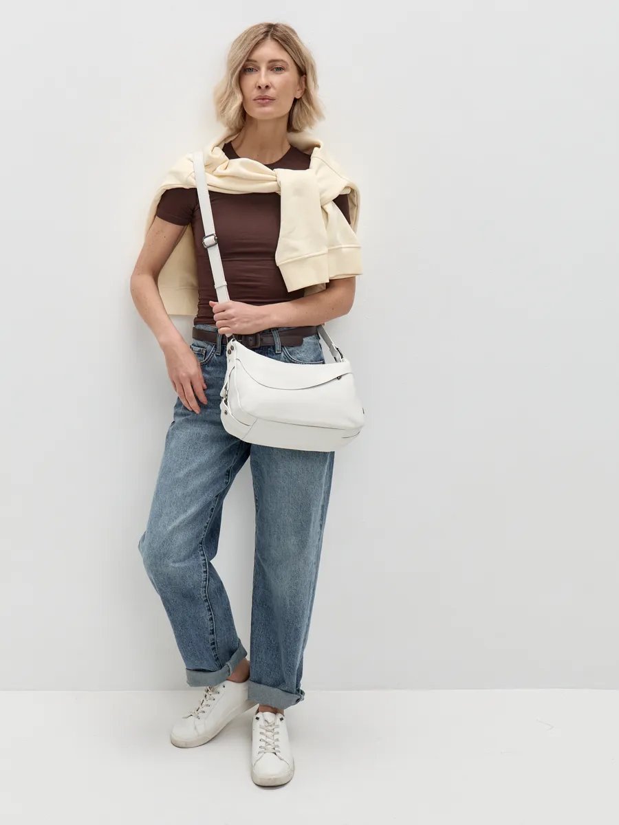 Сумка кросс-боди FEELBAGS натуральная кожа белый купить,NaN
