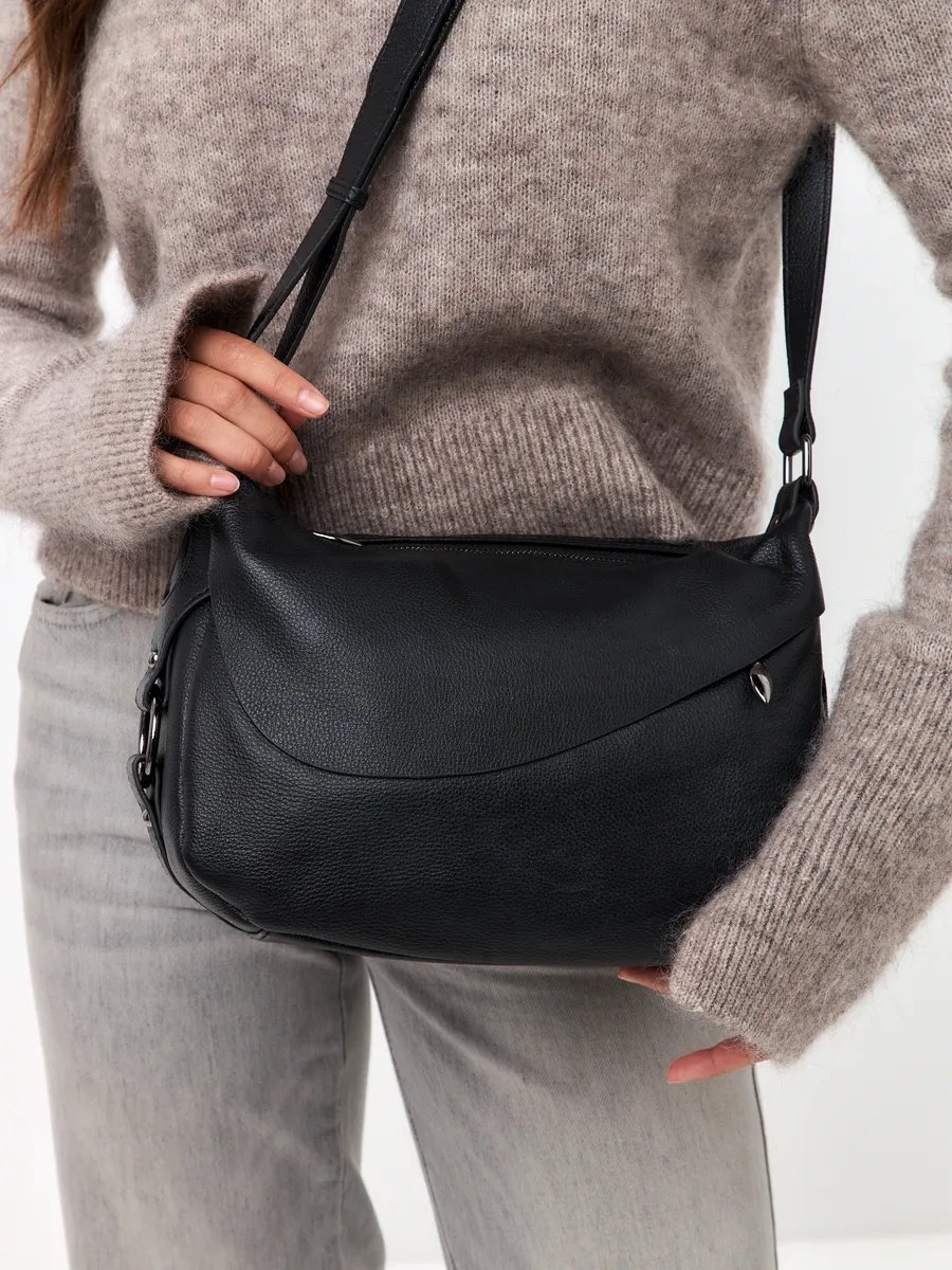 Сумка кросс-боди FEELBAGS натуральная кожа черный купить,NaN