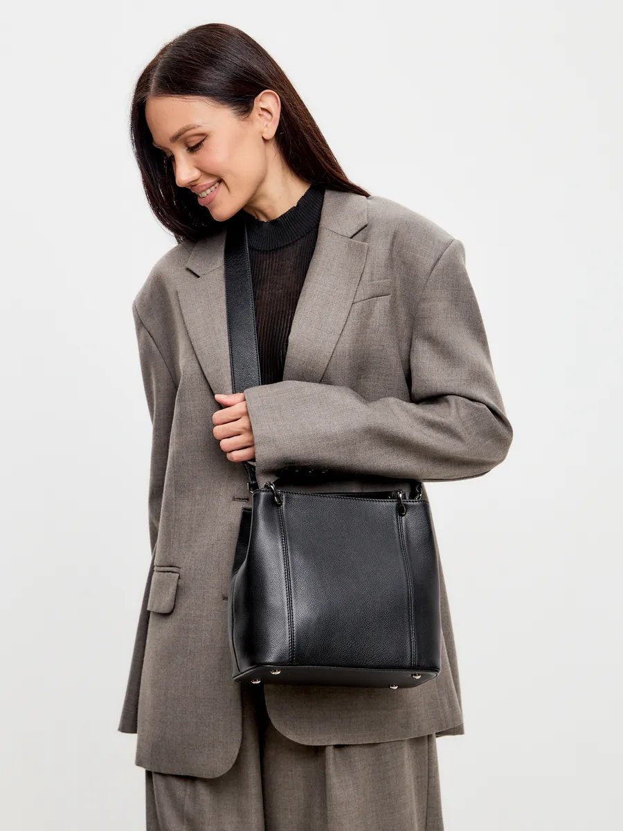 Сумка тоут FEELBAGS натуральная кожа черный купить,NaN