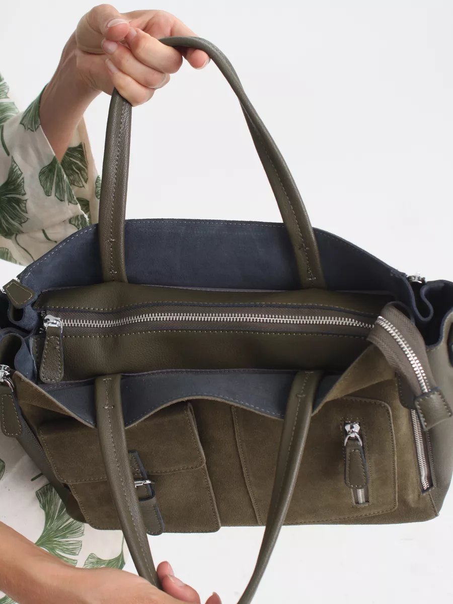 Сумка шоппер FoxesBag натуральная замша зеленый купить,NaN