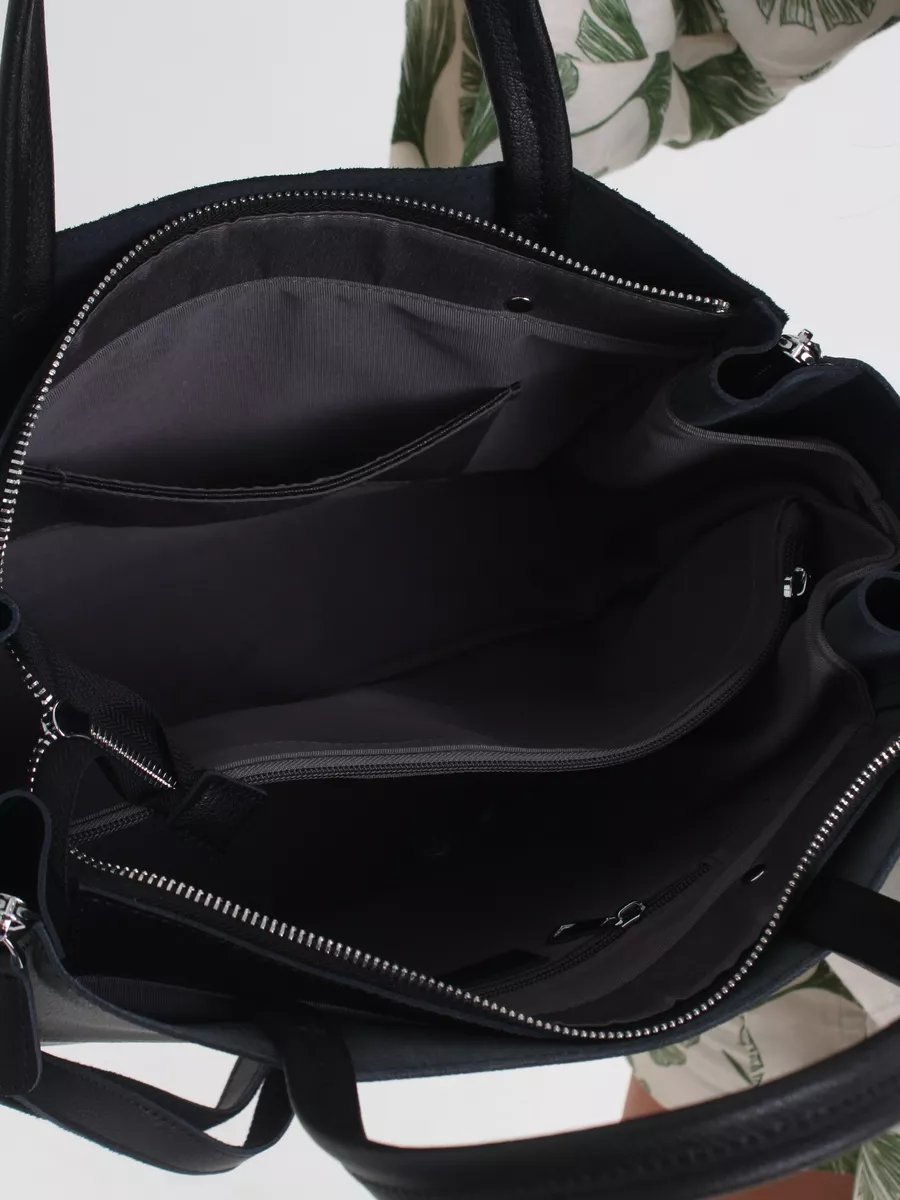 Сумка шоппер FoxesBag натуральная замша черный купить,NaN