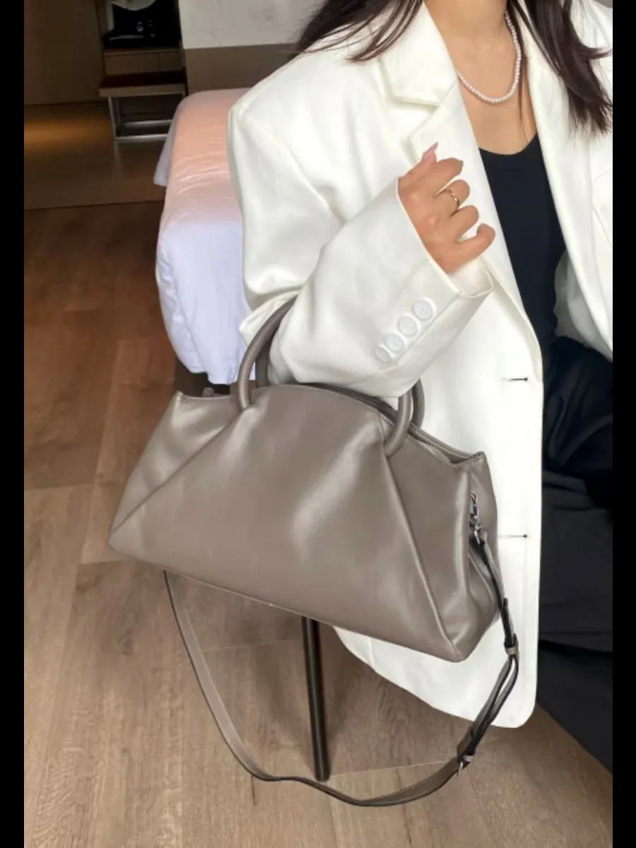 Мини-сумка A&U BAGS натуральная кожа серый купить,NaN