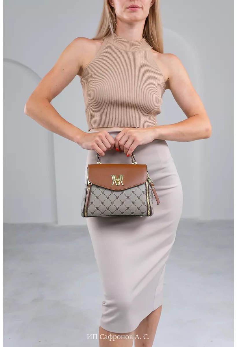 Сумка тоут FIDM экокожа коричневый купить,NaN