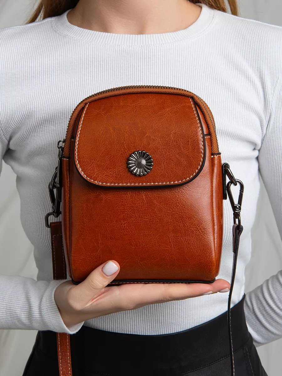 Сумка мессенджер FashionLucha натуральная кожа коричневый купить,NaN