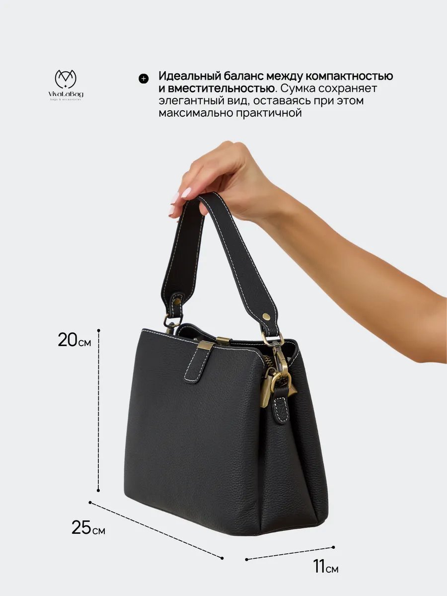 Сумка кросс-боди VivaLaBag натуральная кожа черный купить,NaN
