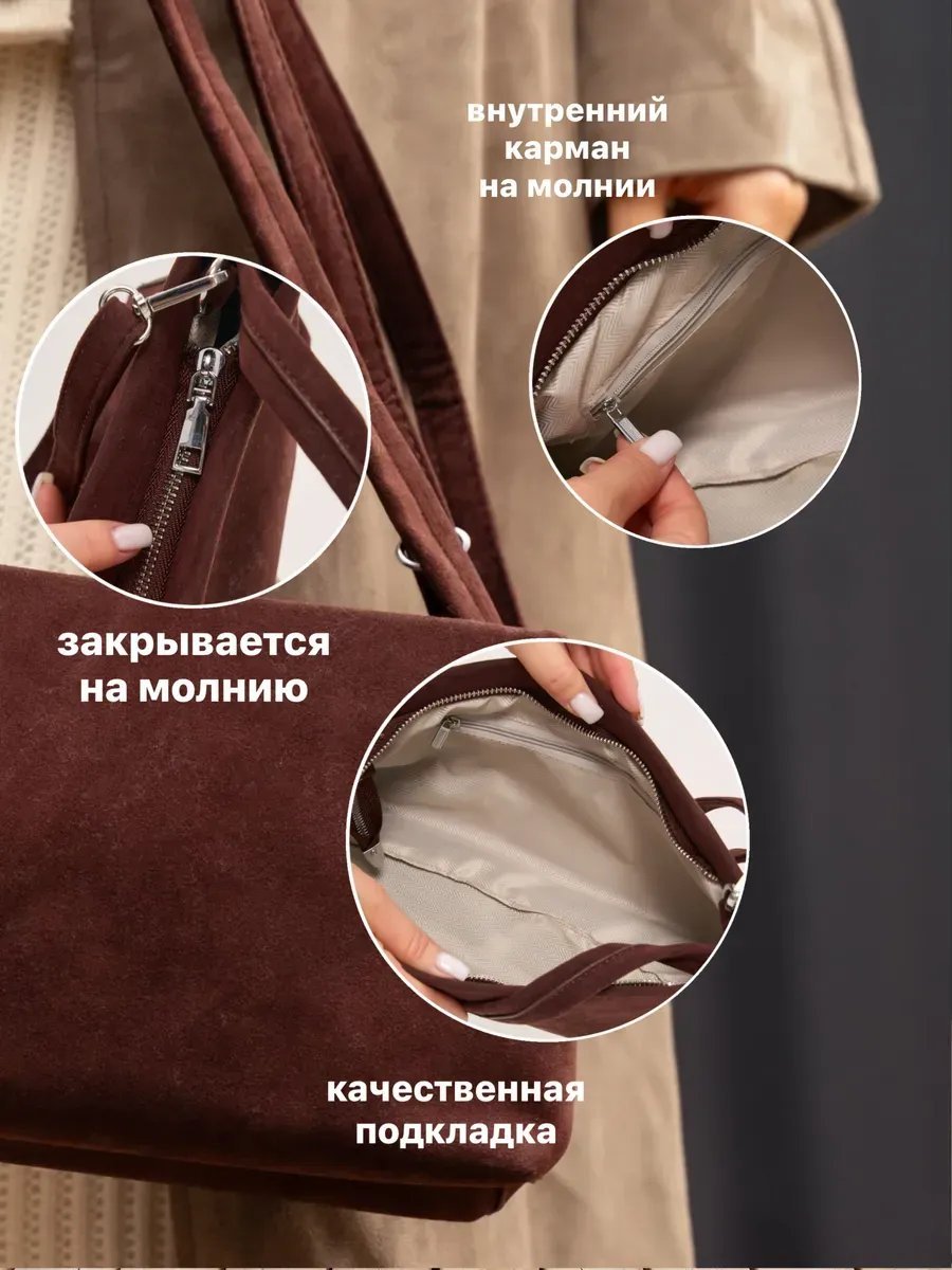Сумка багет OUYU экокожа коричневый купить,NaN