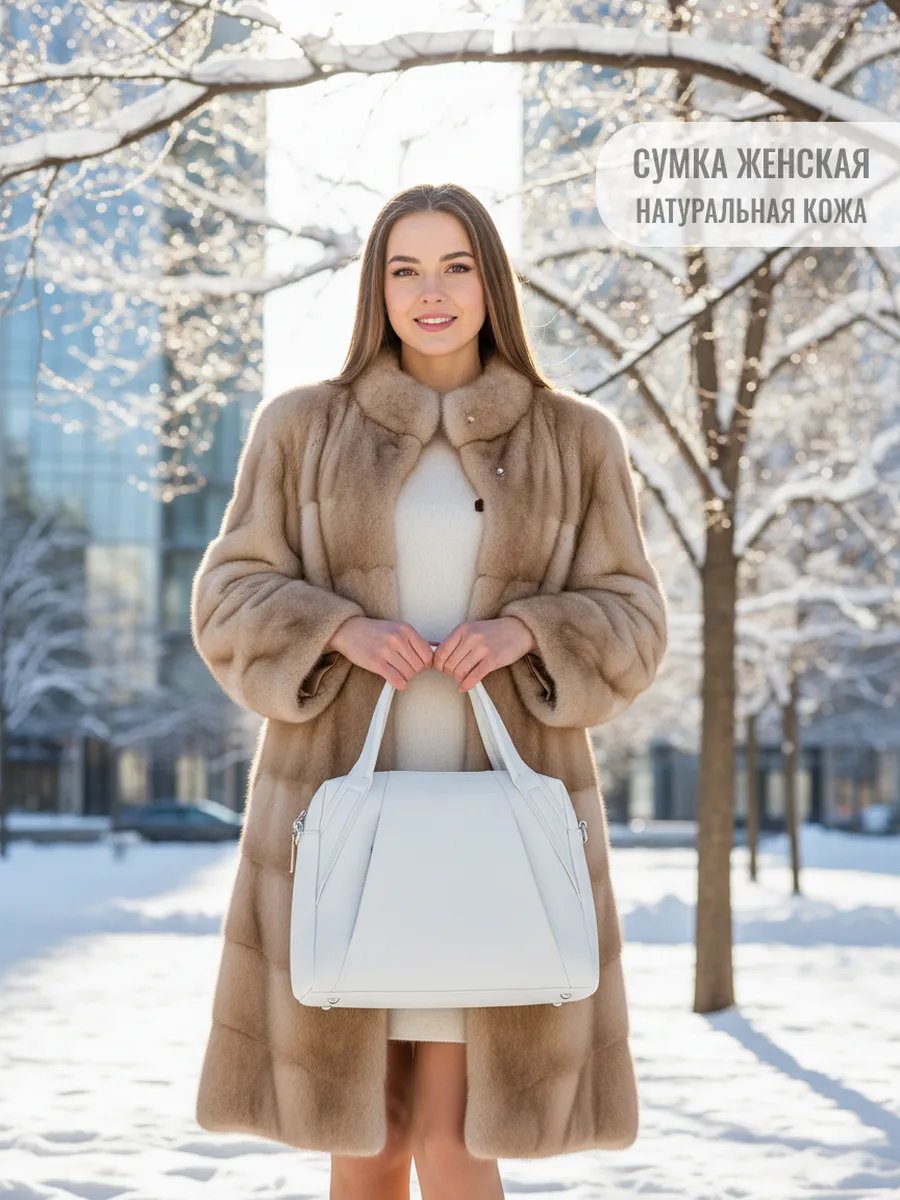 Мини-сумка Alleta Brunio натуральная кожа белый