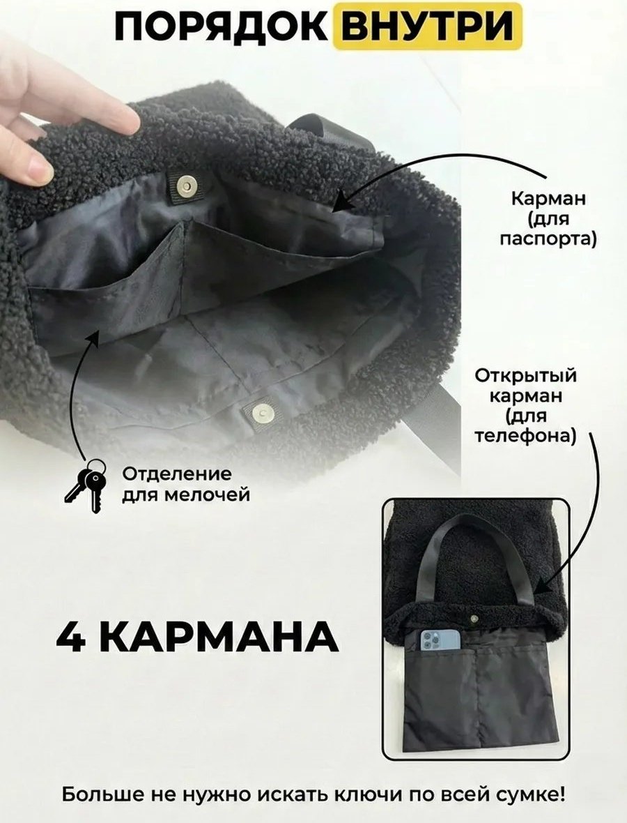 Сумка шоппер Ваш Садик полиэстер черный