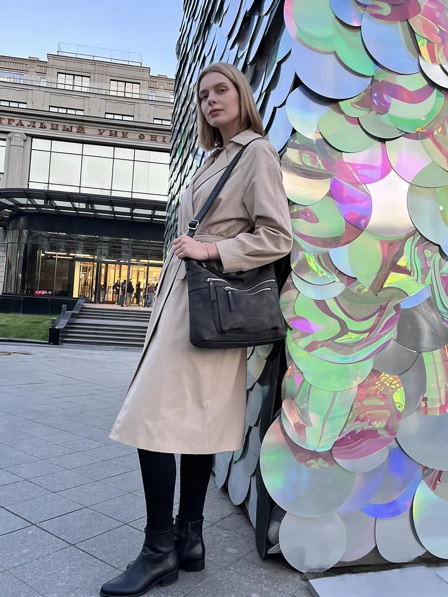 Сумка кросс-боди BIANCA RINA нейлон серый купить,NaN