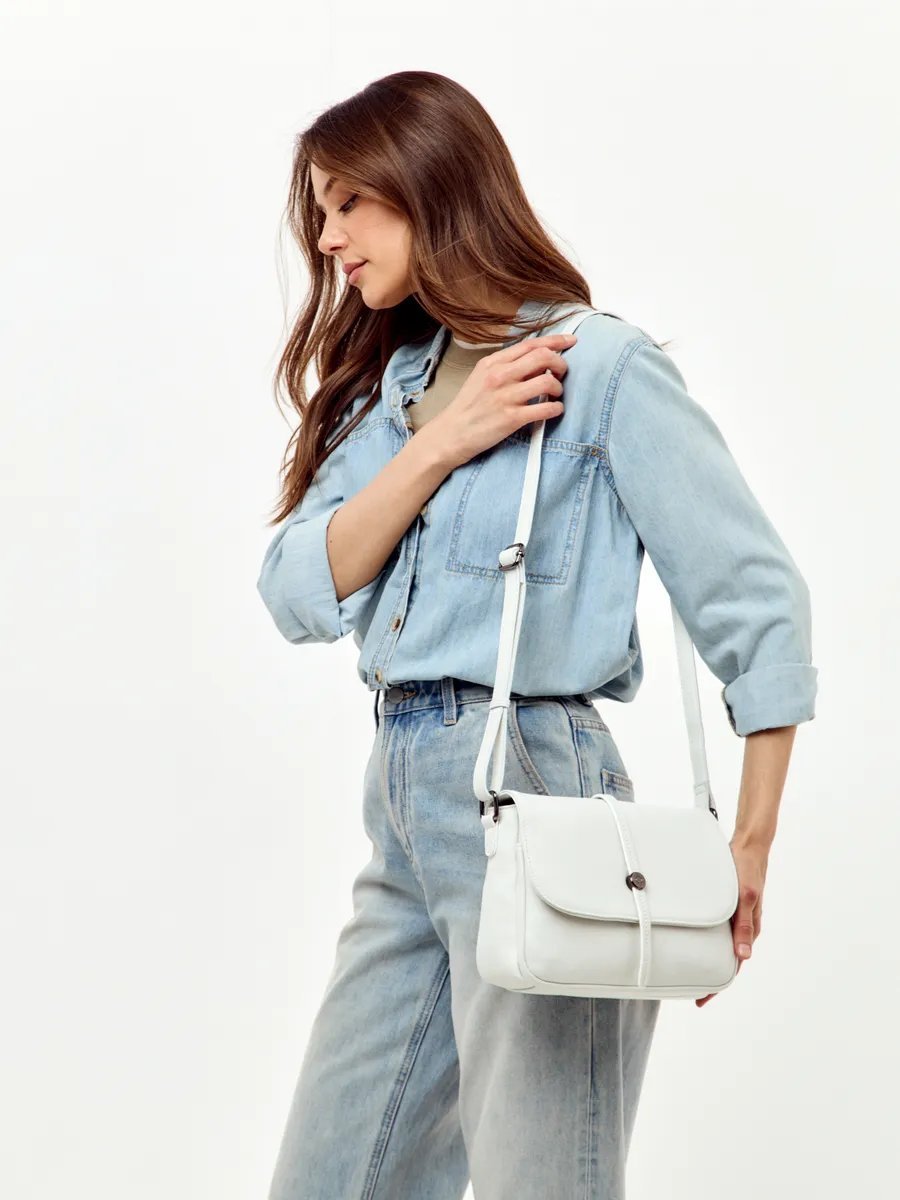 Сумка кросс-боди FEELBAGS натуральная кожа белый купить,NaN