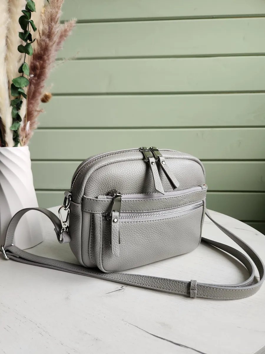 Сумка кросс-боди FEELBAGS натуральная кожа серый купить,NaN