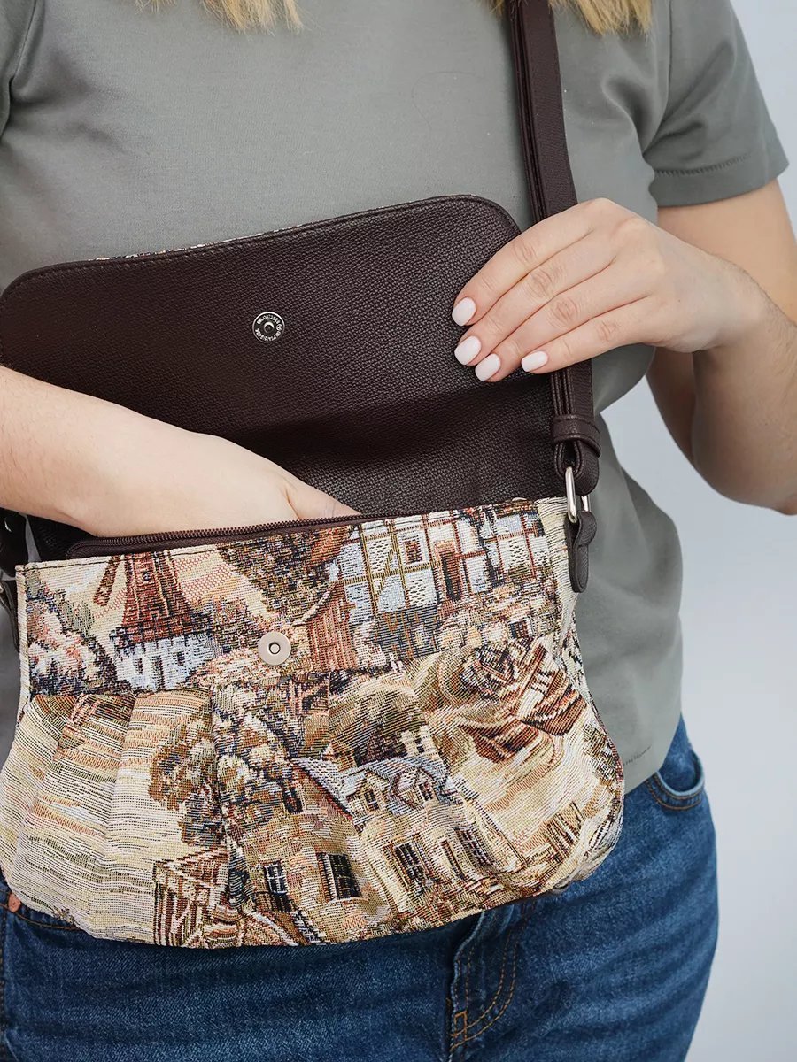 Сумка кросс-боди ViTa-Art экокожа коричневый купить,NaN