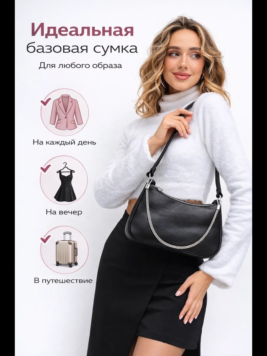 Сумка кросс-боди TogDi экокожа черный купить,NaN