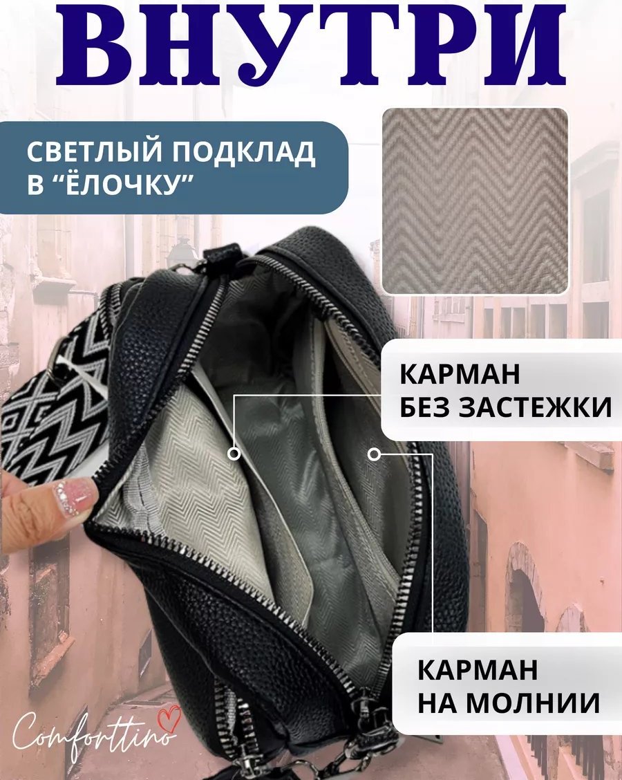 Сумка кросс-боди Comforttino натуральная кожа черный купить,NaN