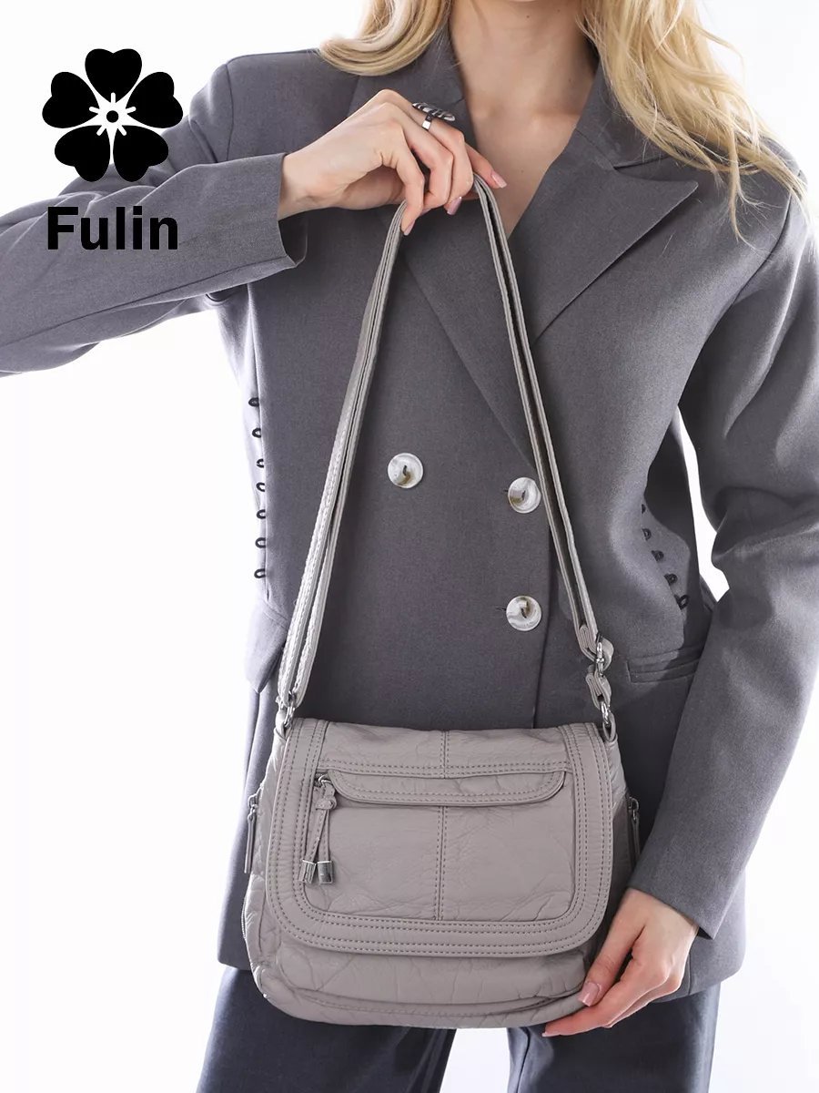 Сумка багет FULIN экокожа серый купить,NaN