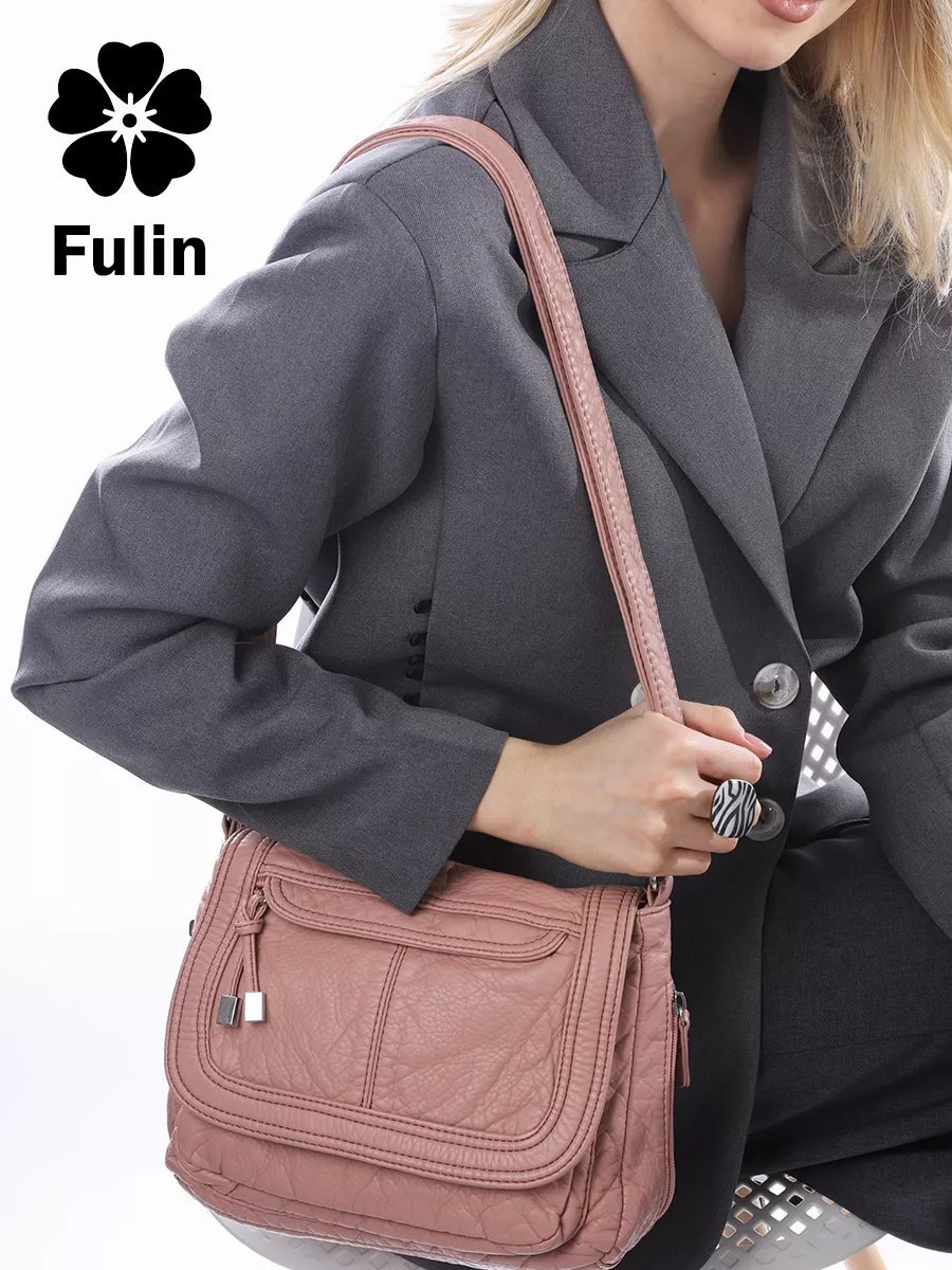 Сумка багет FULIN экокожа розовый купить,NaN