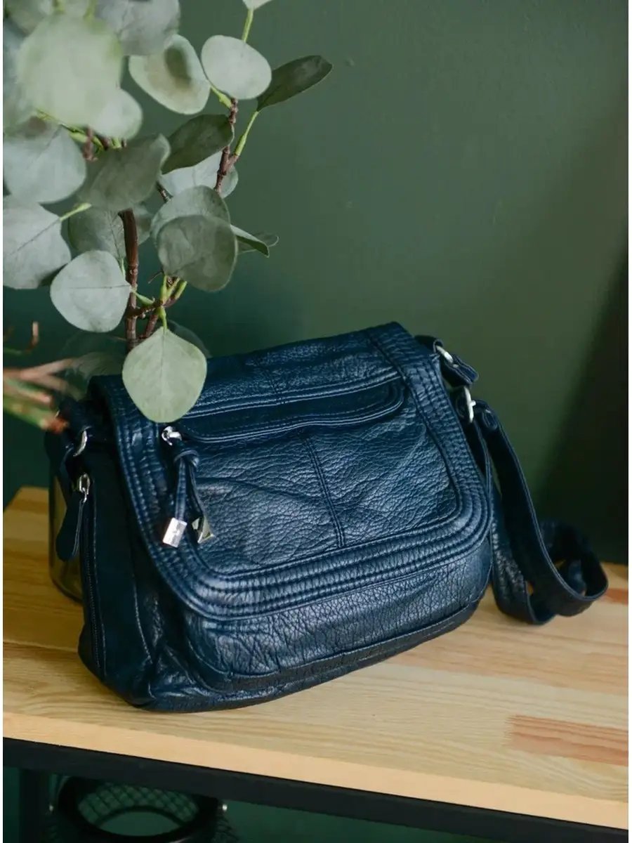 Сумка багет MONBAG экокожа синий купить,NaN