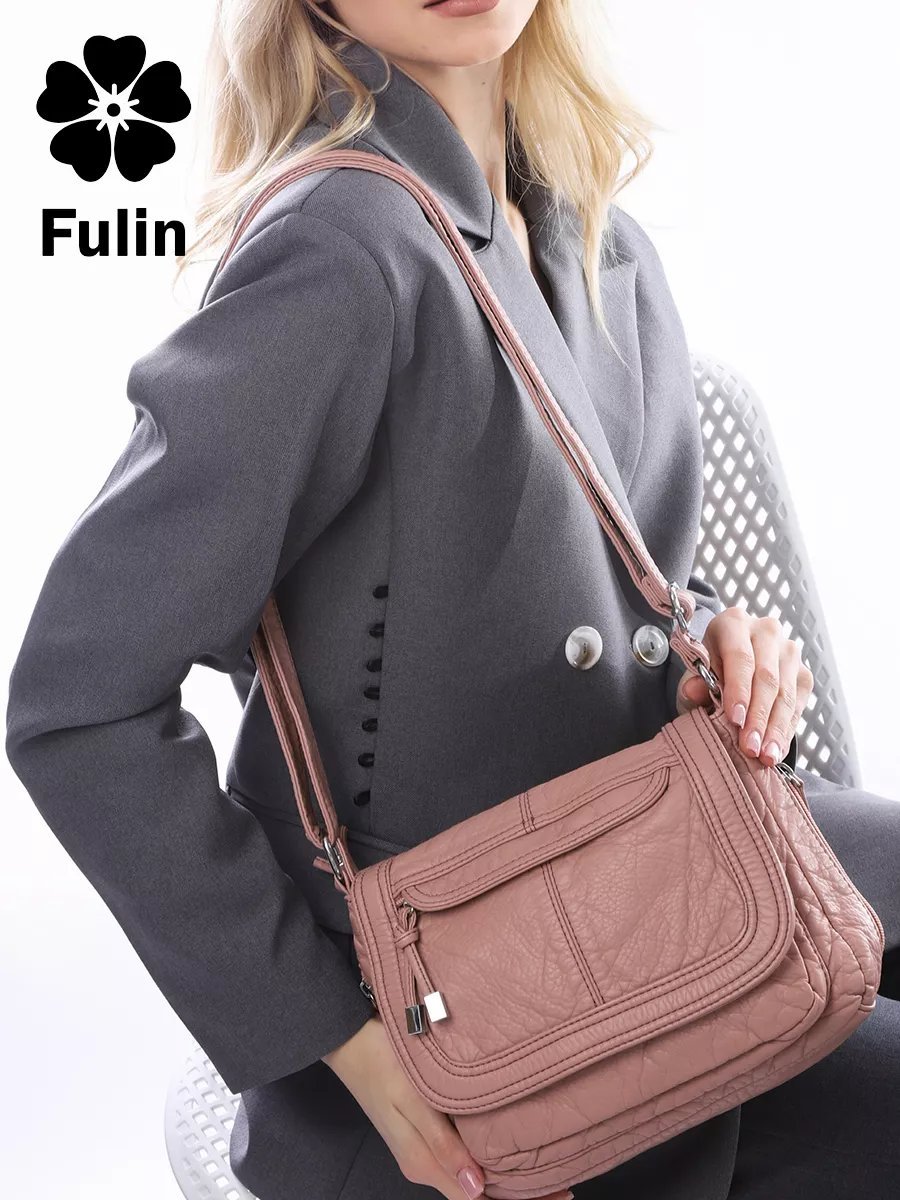 Сумка багет FULIN экокожа розовый купить,NaN