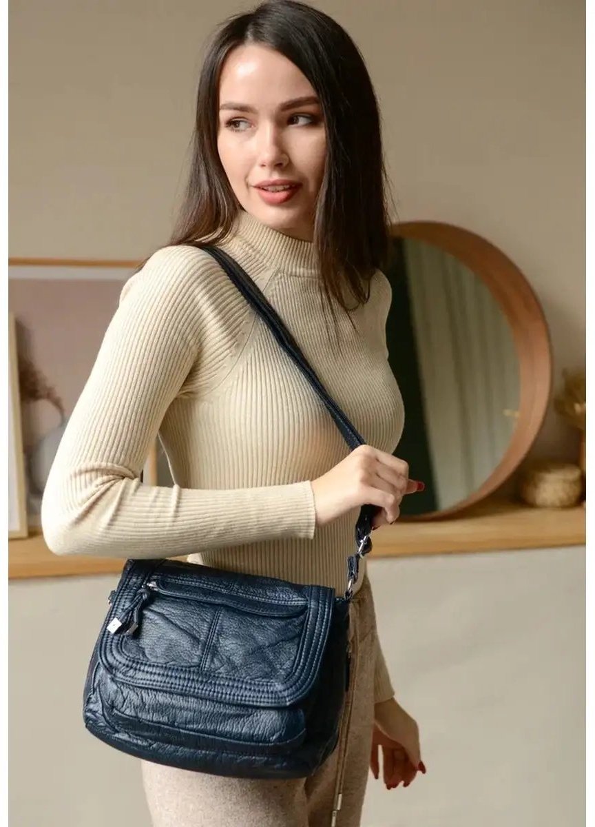 Сумка багет MONBAG экокожа синий купить,NaN