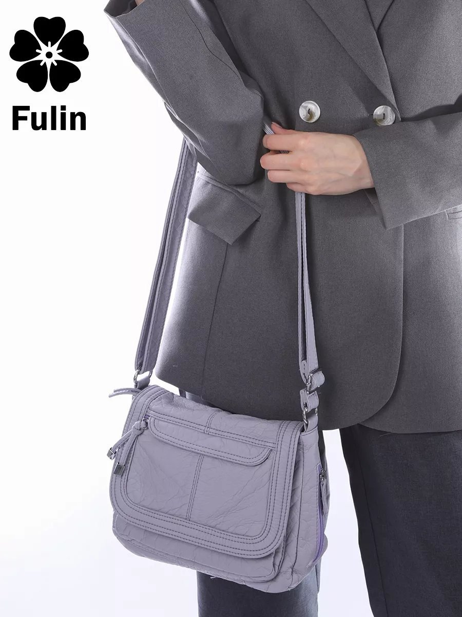 Сумка багет FULIN экокожа фиолетовый купить,NaN
