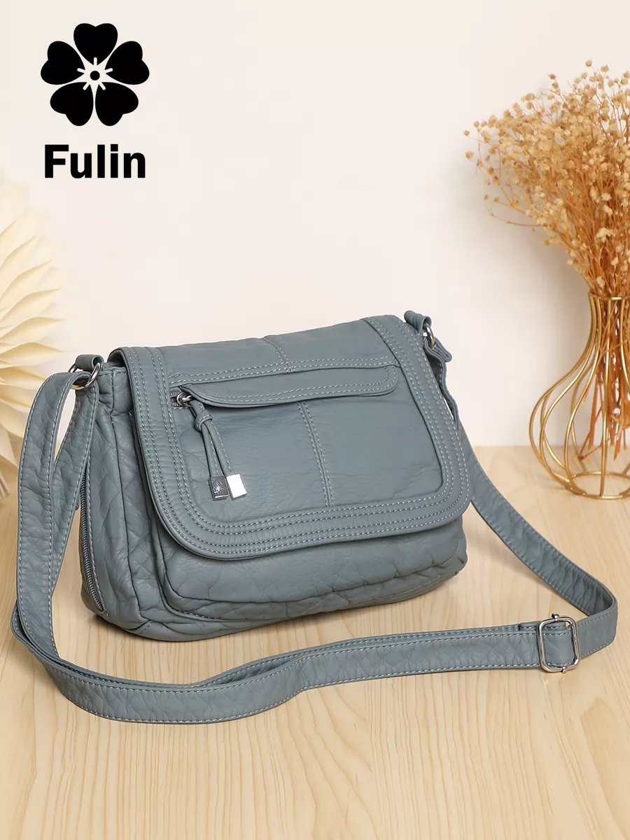 Сумка багет FULIN экокожа синий купить,NaN